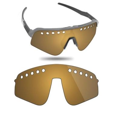 Imagem de Fiskr Lentes polarizadas de substituição compatíveis com óculos de sol Oakley Sutro Lite Sweep Ventilado OO9465, resistente a impactos e ajuste perfeito - Bronze metálico