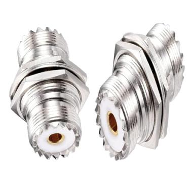 Imagem de XIAOYAOREN 2 peças UHF adaptador coaxial de ângulo reto de 90 graus, adaptador de conector coaxial de cotovelo direito macho para fêmea, conector coaxial UHF macho para fêmea em forma de L (fêmea para