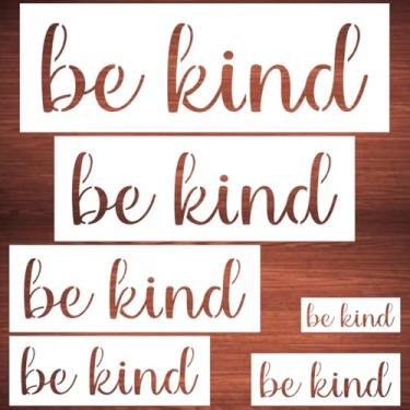Imagem de Estêncil grande Be Kind para pintura - pacote com 6 modelos de estêncil Be Kind para pintura em madeira, estênceis de letras reutilizáveis para quadro-negro, placas de artesanato em madeira e