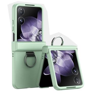 Imagem de FWYANZH Capa para Xiaomi Mix Flip 2, protetor de tela embutido, capa anti-queda com dobradiça tudo incluso com anel de dedo de metal, verde, flip 2