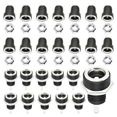 Imagem de CenryKay 25 peças 5,5 mm x 2,1 mm conector de montagem em painel fêmea com 2 pinos DC Power Jack com arruela hexagonal