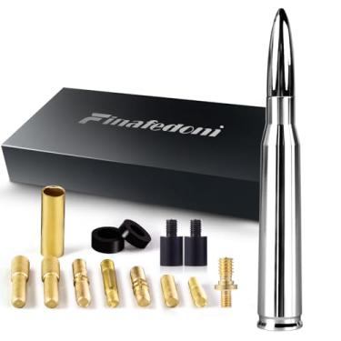 Imagem de Antena Bullet cromada 50 Cal Bullet Car Truck Acessórios Silverado 1500 F150 F250 F350 Ram 1500 GMC Sierra 1500 Ranger Antena de substituição curta (cromada, 14 cm)