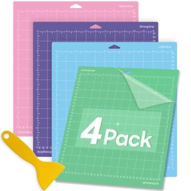 Imagem de Tapete de corte para Cricut, 30 x 30 cm, pacote com 4 tapetes de corte variados (LightGrip, StandardGrip, StrongGrip, FabricGrip), acessórios de substituição para Cricut Maker 3/Maker/Explore 3/Air 2