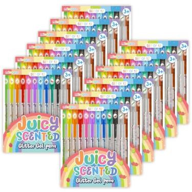 Imagem de MINAGOO 12 peças x 3 conjuntos de canetas de gel perfumadas com glitter, kit de artigos de papelaria, cheiro fofo, bom sabor de frutas, colorir para meninas, crianças, artesanato, escola, meias (12