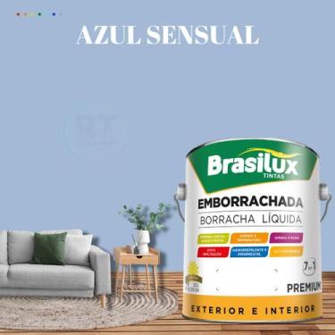 Imagem de Tinta Borracha Líquida Cor Azul Para Parede 3,2l Acrílica Lavável Anti