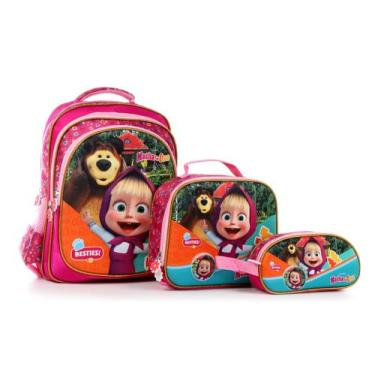 Imagem de Kit Mochila Escolar Personagens Com Lancheira e Estojo - MEGA vARIEDAD