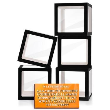 Imagem de Caixas de balões Ledido pretas transparentes com 78 letras, 5 unidades