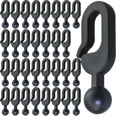 Imagem de MEETOOT 60 peças 3,8 x 2 cm tenda preta toldo cobertura de tecido cortina de malha acessórios de gancho de plástico