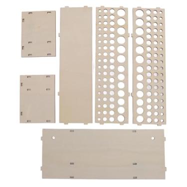 Imagem de Suporte de tinta de madeira montador de parede destacável 67 orifícios Organizador Stand para pincéis de maquiagem Lápis Pens Markers