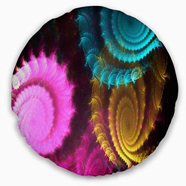 Imagem de Design Color Swirl Fractal Background' Abstract Throw Round Living Room, Sofá, Almofada de Alta Qualidade + Capa de Almofada Impressa em ambos os lados 40 cm