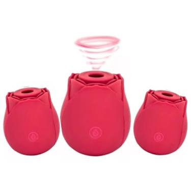 Imagem de Kit 3un Vibrador Feminino Pulsação Sugador de clitóris e mamilos Sex shop Flor silicone recarregável Presente casal Namorados e Casamento
