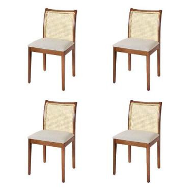 Imagem de Jogo 4 Cadeiras para Jantar Juliana Jequitibá Terra Estrutura em Madei