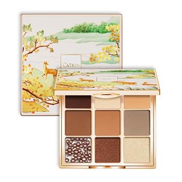 Imagem de Catkin Paletas de sombras, 9 tons misturáveis, tom terrestre, suave, de longa duração, fosco e glitter, maquiagem para os olhos, paletas de maquiagem altamente pigmentadas C15
