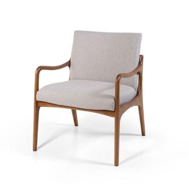 Imagem de Poltrona Decorativa Estofada Para Sala Garbo Cinza Claro