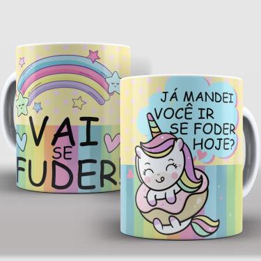 Imagem de Caneca Divertida de Porcelana – Estampa Unicórnio Indelicado