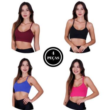 Imagem de Kit 4 Top Academia Alça Fina Fitness sem Bojo Nadador - c8 KIT 4 TOP A