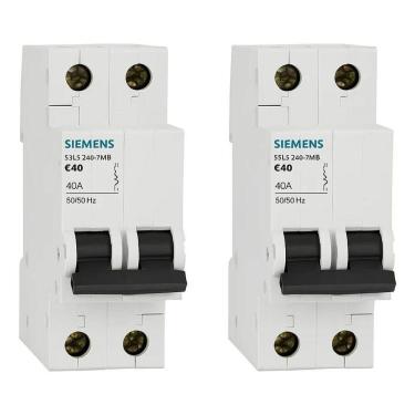 Imagem de Kit 2 Disjuntores Interruptor Bipolar 2P Curva B 10A Siemens
