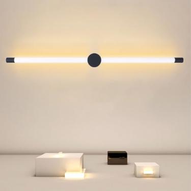 Imagem de GZZBMY Lâmpadas de Parede LED Interior Longo Design Moderno Lâmpada de Escada 350° Arandela Giratória Preto Alumínio Iluminação de Parede para Sala de Estar Quarto Corredor Mesa de Cabeceira (Luz