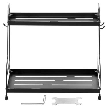 Imagem de Organizador de balcão de banheiro de 2 camadas, prateleira multiuso de madeira para banheiro, suporte de especiarias para bancada de cozinha, organizadores de cuidados com a pele, bandeja de maquiagem