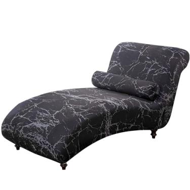 Imagem de Capa para espreguiçadeira elástica, confortável, sem braços, para sala de estar, quarto, lounge, lavável na máquina (preto)