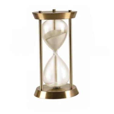 Imagem de Ampulheta De Vidro E Ferro Com Areia Decorativa 15 Minutos Timer Relógio(Dourado)
