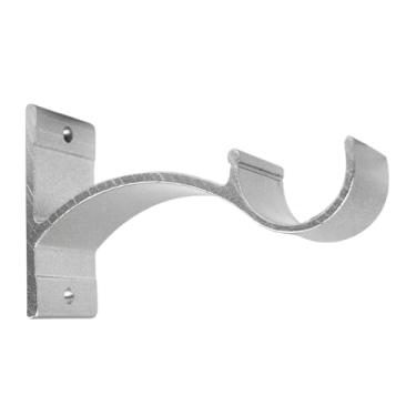 Imagem de Kit com 3 Suportes para Varão Cortina Simples 100% Alumínio Perfil Grosso 28mm Pronto Instalação(Escovado Perfil)