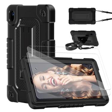 Imagem de Hoibon Capa à prova de choque para tablet Walmart Onn de 7 polegadas (modelo 2024 100135924) capa resistente para crianças com protetor de tela e alça de ombro para modelo Onn 7 4ª geração 2024 (preto