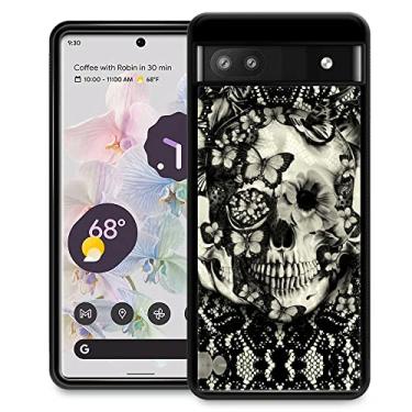 Imagem de ZHEGAILIAN Capa compatível com Google Pixel 6A, design vitoriano gótico com estampa de caveira traseira de silicone macio TPU antiqueda antiderrapante para Google Pixel 6A