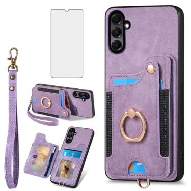 Imagem de Asuwish Capa de telefone para Samsung Galaxy A26 5G capa carteira com protetor de tela de vidro temperado e alça de pulso RFID suporte de cartão de crédito anel acessórios de celular A 26 26A LTE