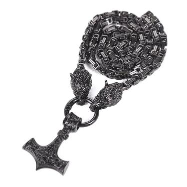 Imagem de FKOJMH Colar com pingente Thor Mjolnir de aço inoxidável, 18.5 Inches, Aço inoxidável, Sem Pedra Preciosa