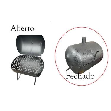 Imagem de Churrasqueira A Bafo Com Gelha A Carvão Portátil Preta