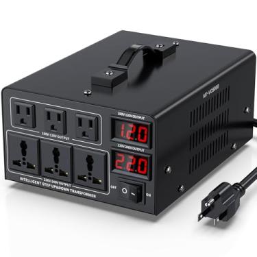 Imagem de Conversor de tensão 8000W (110V para 220V ou 220V para 110V) conversor step-up/down 110/120 volts - 220/240 volts com cabo de alimentação dos EUA, proteção contra disjuntor, tela LCD