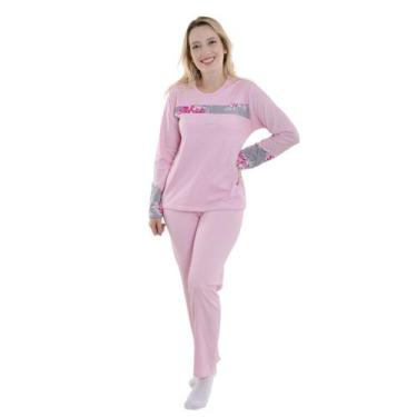 Imagem de Pijama feminino de inverno peluciado Fofucho Victory, GG, Rosa