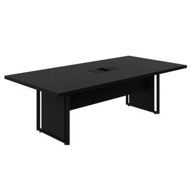 Imagem de Mesa Reunião 240cm Escritório para 4 Pessoas com Caixa de Tomadas Corporate Preto