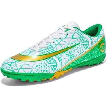 Imagem de Tênis de futebol masculinos de futebol com pontas longas, couro e borr