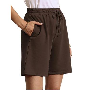 Imagem de Shorts Quenteen Plus Size, pernas largas, casuais, largos, marrons