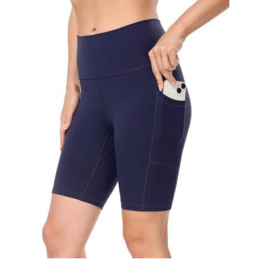 Imagem de Shorts de ioga YUNOGA, cintura alta, costura interna de 8 cm com bolso
