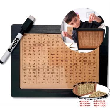 Imagem de Cofre Guardar Dinheiro Woodbox Japones Kakebo Desafio Preto