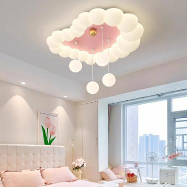 Imagem de Luminária de teto LED regulável com controle remoto, design moderno de nuvens, quarto de meninos e meninas, luminária pendente para quarto de bebê, jardim de infância, iluminação criativa de