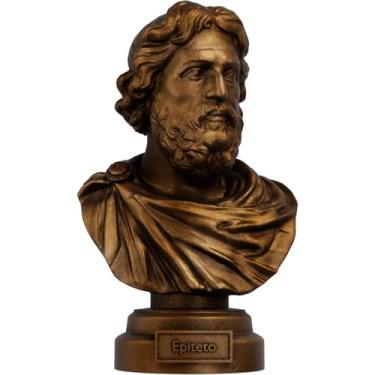 Imagem de Estátua Busto Epiteto Filósofo Grego - Estoicismo (Cor Cobre Antigo)
