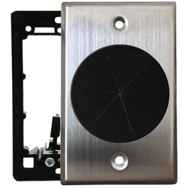 Imagem de Placa de parede com ilhós de aço inoxidável – Placa de passagem de cabo com acabamento escovado para gerenciamento de cabos na parede, ocultação de fios para TV, HDMI, Ethernet, alto-falante e