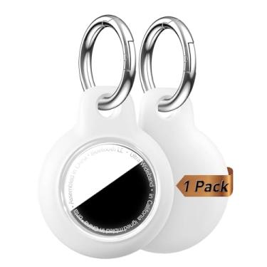 Imagem de MOLOSLEEVE Capa de suporte de Airtag com chaveiro, capa de GPS à prova d'água antiarranhões e choque, chaveiro, acessórios para AirTags, capas de rastreador de itens GPS, para mochilas, bolsas