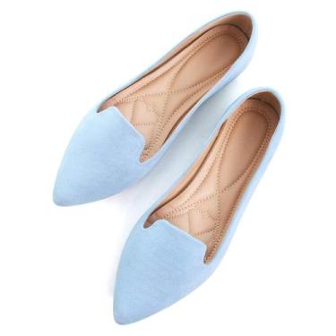 Imagem de Sapatos rasos SAILING LU Slip on Pointy Toe azul celeste para mulheres