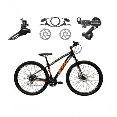 Imagem de Bicicleta Aro 29 Gti Roma 21v Câmbios Shimano Freio Disco Hidráulico Alumínio Garfo Suspensão - Preto-laranja Tam.15