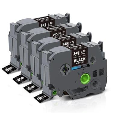 Imagem de Fita de etiqueta Unismar TZe-345 compatível com Brother Ptouch 18mm