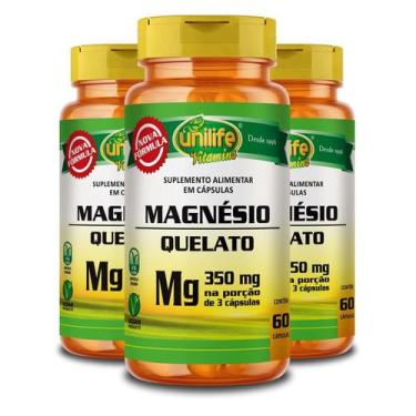 Imagem de Kit 3 Magnésio Quelato Unilife 60 Cápsulas
