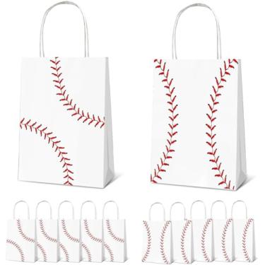 Imagem de Cadeaux4U 12 peças de sacos de presente de beisebol com alças sacos de lembrancinha de festa de beisebol sacos de lanche para tema esportivo, festa de aniversário, beisebol, lembrancinhas de festa de