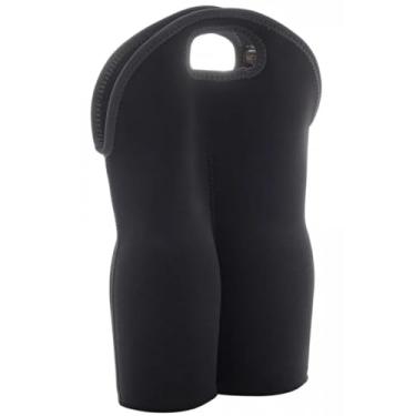 Imagem de Bolsa Térmica Para 2 Garrafas de Vinho, Neoprene Preto, 36 x 24 cm, Com Alça Ergonômica, Isolamento Térmico, Proteção Contra Impactos
