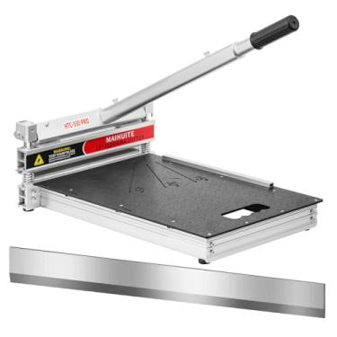 Imagem de Cortador de piso laminado de 33 cm com lâmina sobressalente – corta laminado, madeira de lei projetada, prancha de vinil, LVT, LVP, SPC, WPC, VCT, tapume – Corte de ângulo ajustável, até 17 mm de