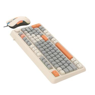 Imagem de Kit Teclado Gamer de Membrana RGB 94 Teclas e Mouse com Cabo USB com Iluminação RGB e Ergonômico para Jogos e Escritório com Layout US (Branco e Cinza)